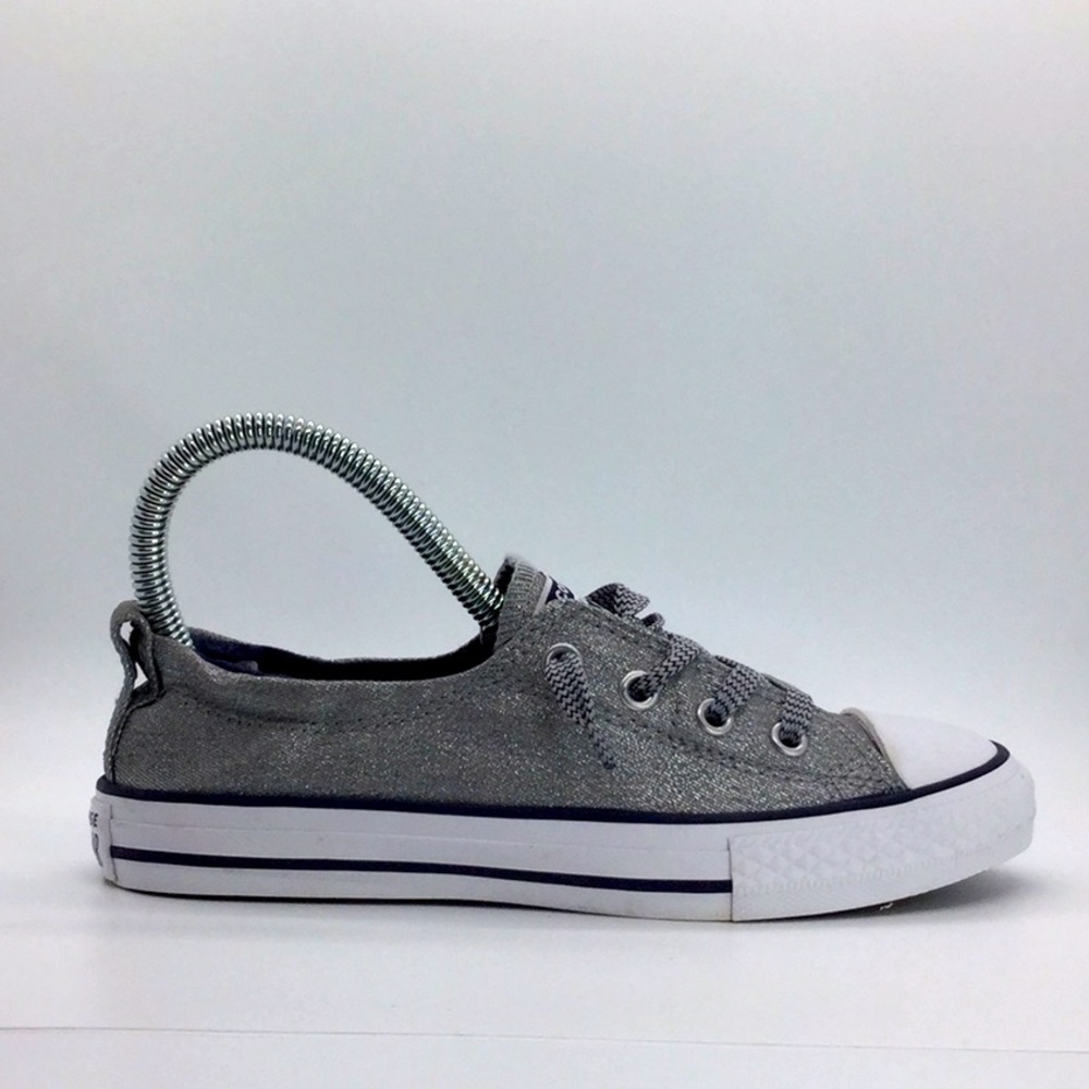 Youth Converse silver slip-ons